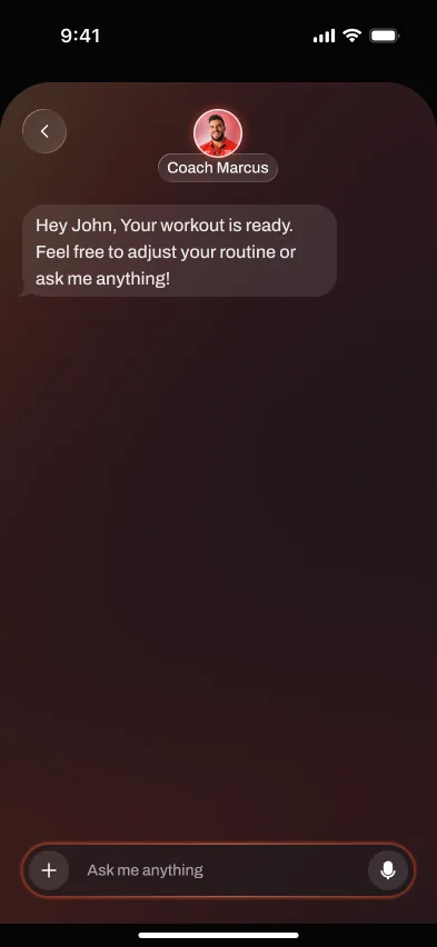 Brace AI coach chat explaining a training adjustment using workout history